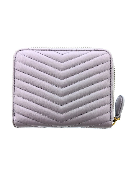 Pinko Women's Gray Chevron Quilted Compact Zip Wallet
