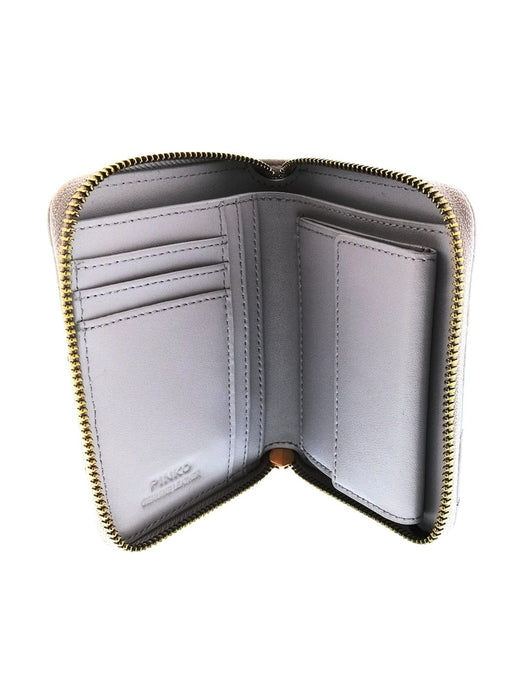 Pinko Women's Gray Chevron Quilted Compact Zip Wallet