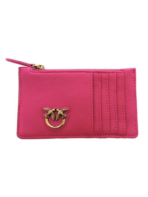 Pinko Women's Pink Airone Leather Zip Card Holder