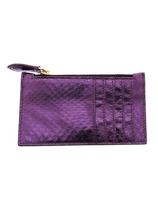 Pinko Women's Purple Airone Snake Embossed Leather Card Holder