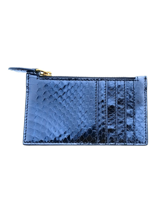 Pinko Women's Blue Airone Snake Embossed Leather Card Holder