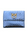 Pinko Women's Blue Mini Compact Snake Embossed Leather Wallet