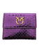 Pinko Women's Purple Mini Compact Snake Embossed Leather Wallet