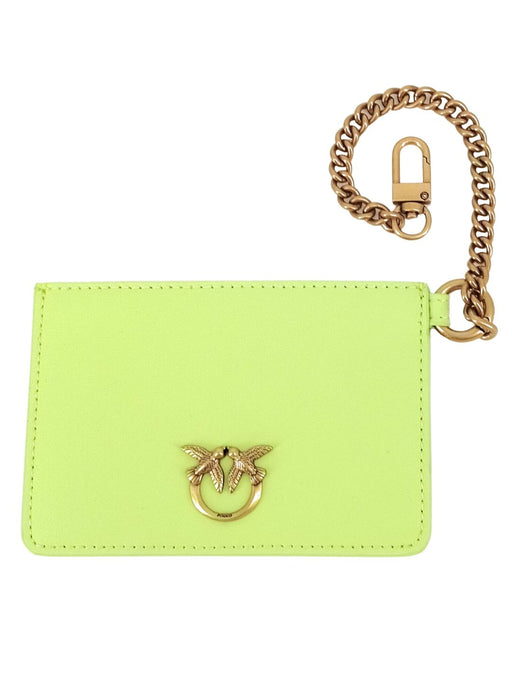 Pinko Women's Lime Green Chain Strap Card Holder