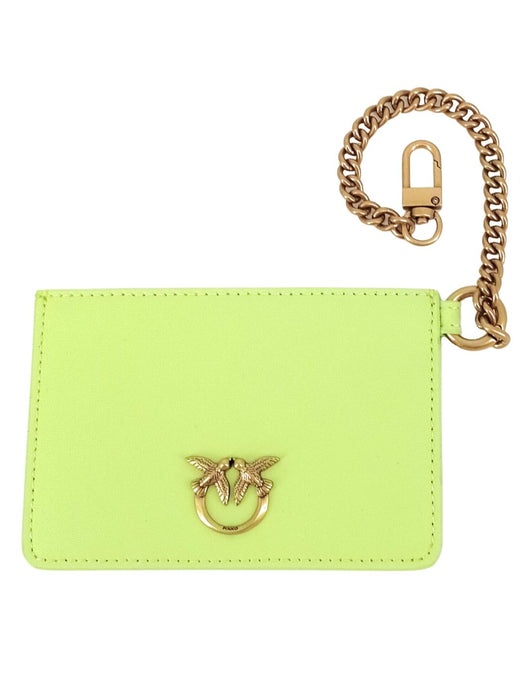 Pinko Women's Lime Green Chain Strap Card Holder