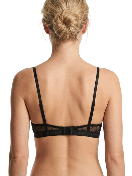 Pinko Women's Black Logo-Lace Triangle Bralette