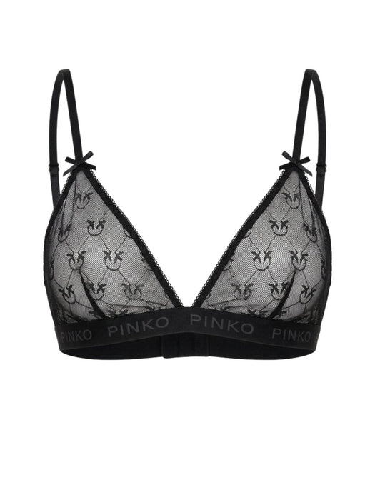 Pinko Women's Black Logo-Lace Triangle Bralette
