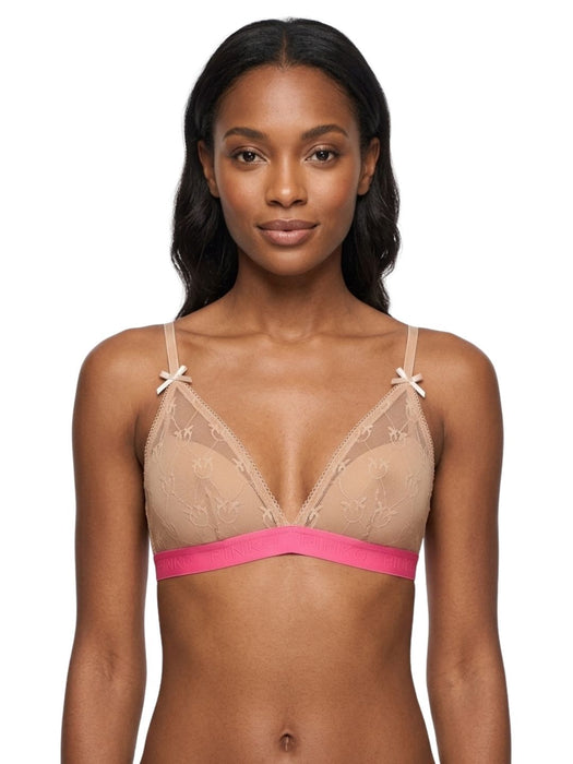 Pinko Women's Pink Logo-Lace Triangle Bralette