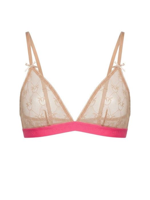Pinko Women's Pink Logo-Lace Triangle Bralette