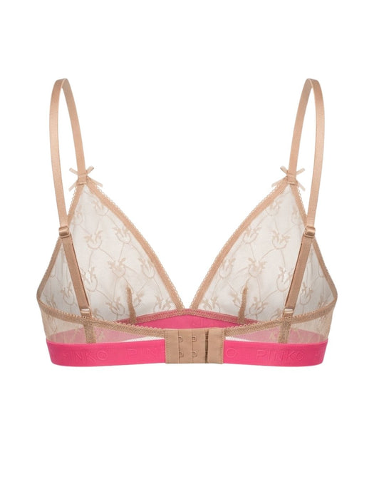 Pinko Women's Pink Logo-Lace Triangle Bralette