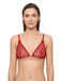 Pinko Women's Red Logo-Lace Triangle Bralette-S