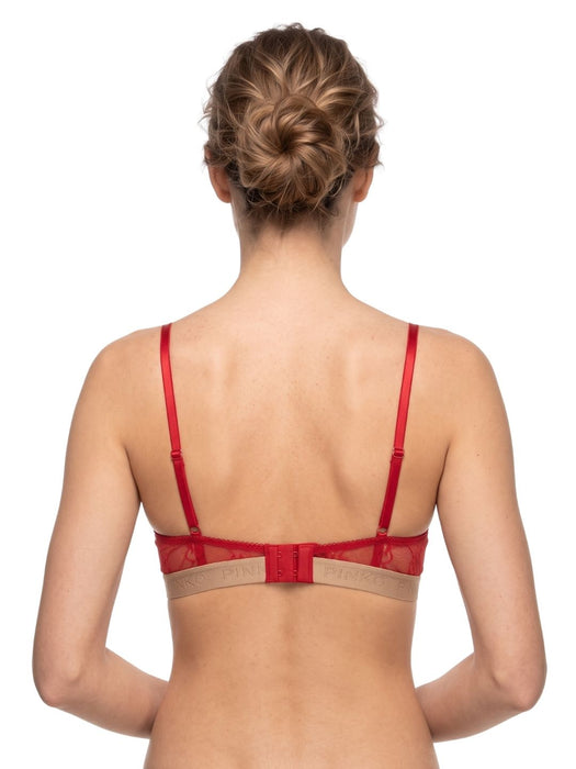Pinko Women's Beige Logo-Lace Triangle Bralette