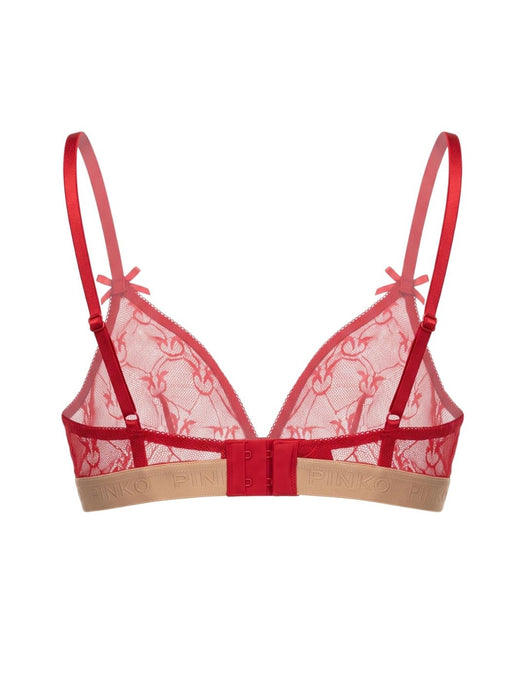 Pinko Women's Beige Logo-Lace Triangle Bralette