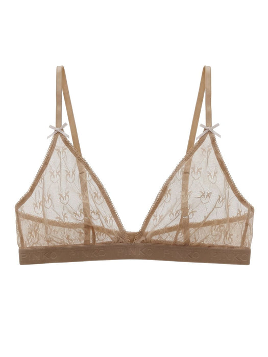 Pinko Women's Beige Logo-Lace Triangle Bralette