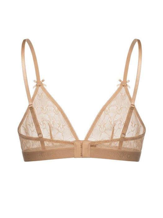Pinko Women's Beige Logo-Lace Triangle Bralette