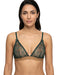 Pinko Women's Green Logo-Lace Triangle Bralette
