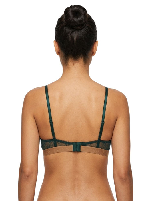 Pinko Women's Green Logo-Lace Triangle Bralette