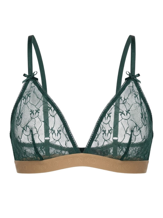 Pinko Women's Green Logo-Lace Triangle Bralette