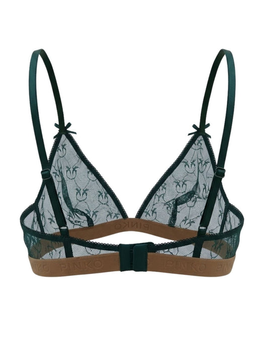 Pinko Women's Green Logo-Lace Triangle Bralette
