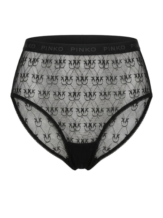 Pinko Women's Black Logo-Mesh High-Waist Briefs