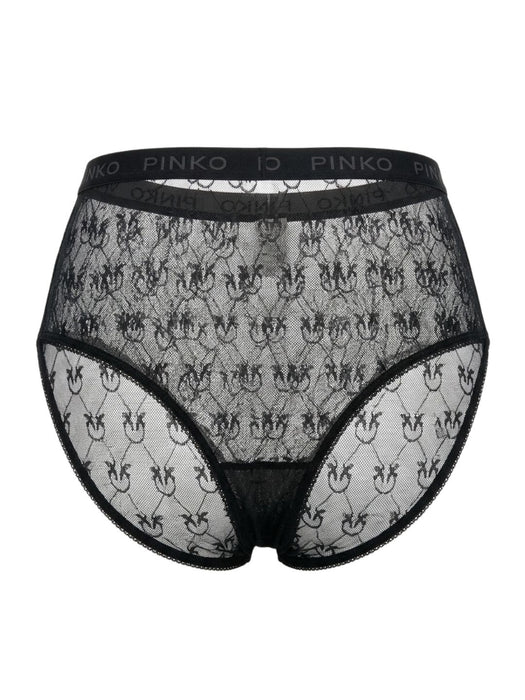Pinko Women's Black Logo-Mesh High-Waist Briefs