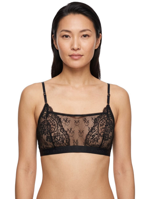 Pinko Women's Black Floral-Lace Square-Neck Bralette-L