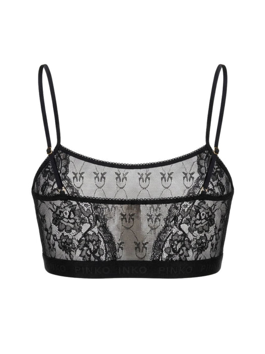 Pinko Women's Black Floral-Lace Square-Neck Bralette-L