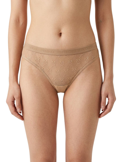 Pinko Women's Beige Logo-Lace Mid-Rise Briefs