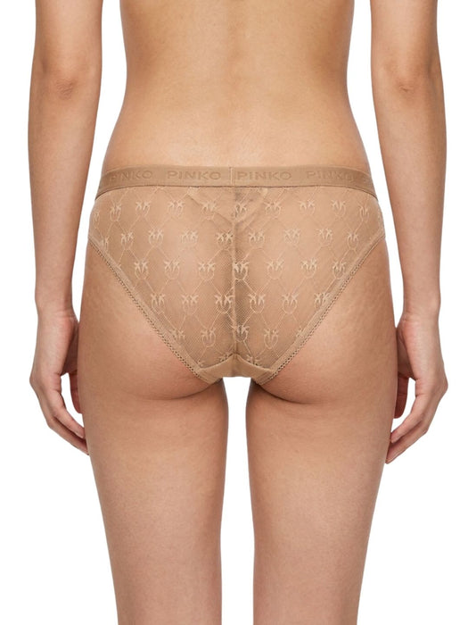 Pinko Women's Beige Logo-Lace Mid-Rise Briefs