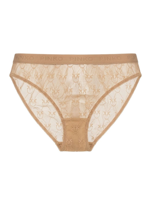 Pinko Women's Beige Logo-Lace Mid-Rise Briefs