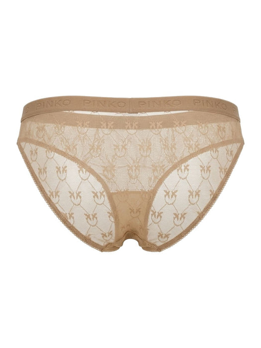 Pinko Women's Beige Logo-Lace Mid-Rise Briefs