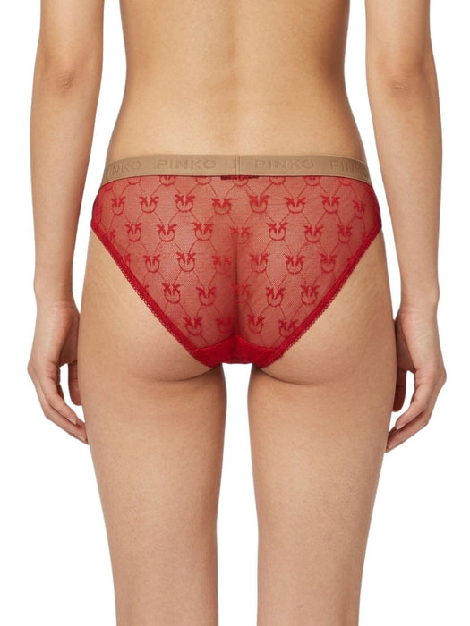 Pinko Women's Red Logo-Lace Mid-Rise Briefs