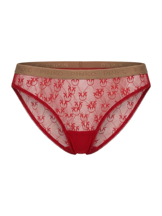 Pinko Women's Red Logo-Lace Mid-Rise Briefs