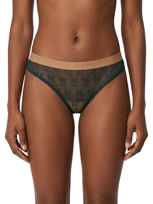 Pinko Women's Green Logo-Lace Mid-Rise Briefs