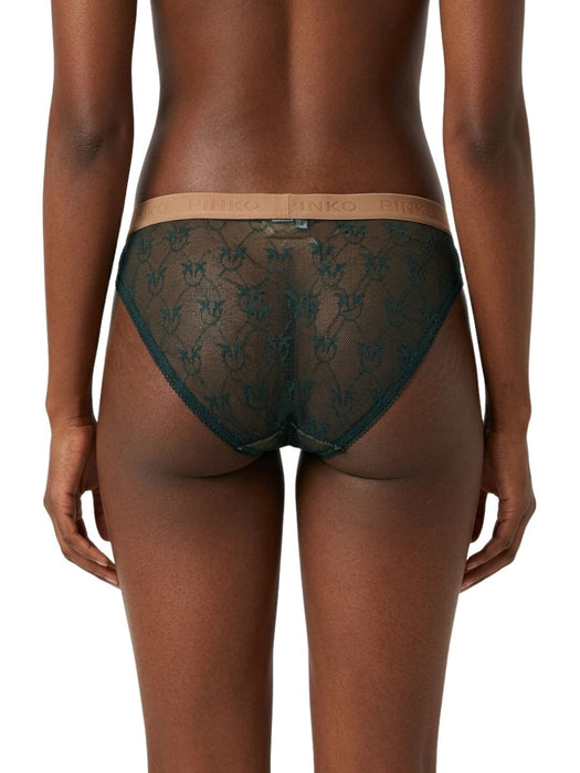 Pinko Women's Green Logo-Lace Mid-Rise Briefs