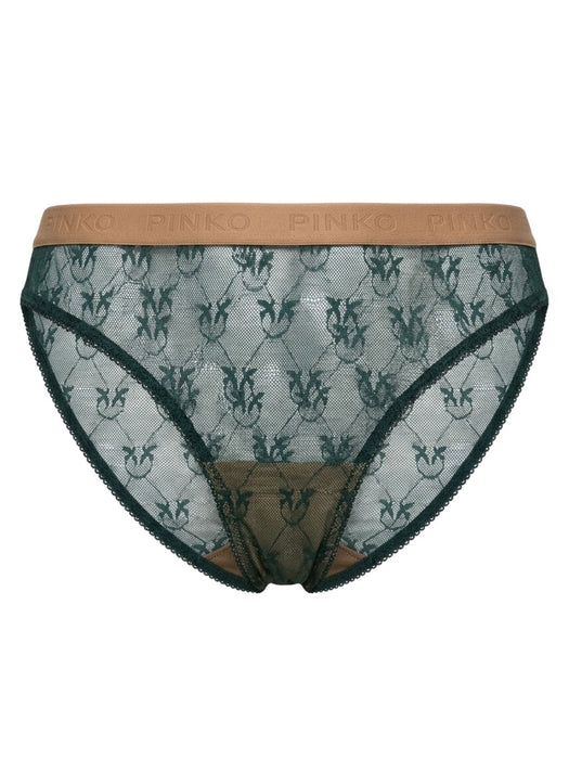 Pinko Women's Green Logo-Lace Mid-Rise Briefs