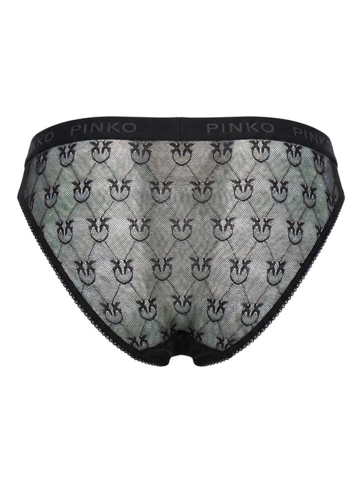 Pinko Women's Green Logo-Lace Mid-Rise Briefs