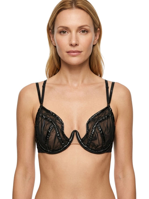 Pinko Women's Black Mesh Strappy Underwire Bra