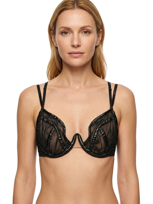 Pinko Women's Black Floral-Lace Strappy Underwire Bra