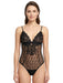 Pinko Women's Black Logo-Lace Plunge Bodysuit-XS