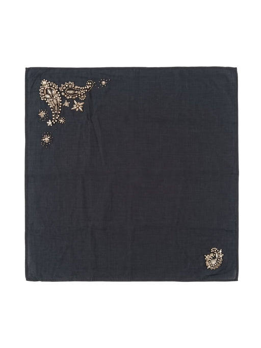 Pinko Women's Black Cotton Embellished Neckerchief