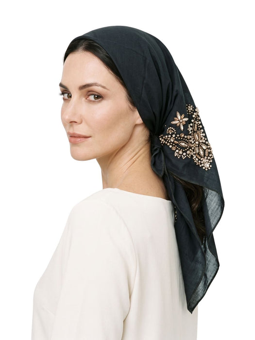 Pinko Women's Black Cotton Embellished Neckerchief