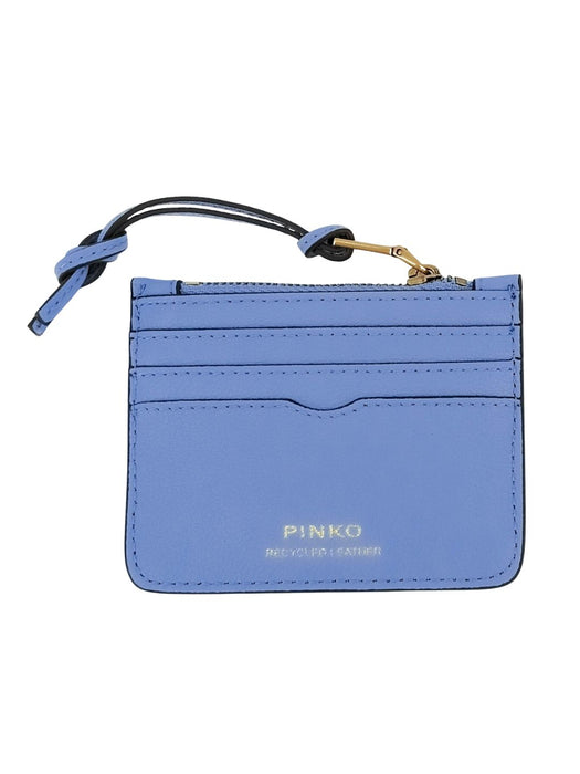 Pinko Women's Blue Zip Card Holder with Wrist Strap