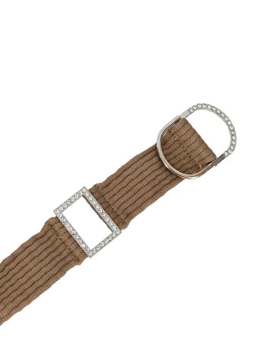 Pinko Women's Beige Double-Ring Webbing Polyester Belt-Medium