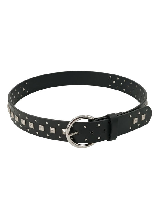 Pinko Women's Black Studded Leather Belt-Medium