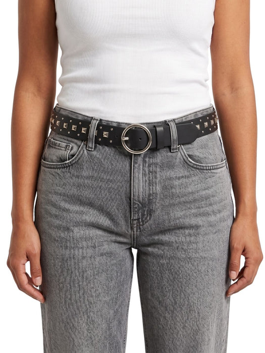 Pinko Women's Black Studded Leather Belt-Medium