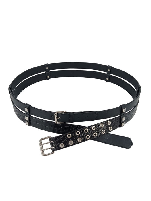 Pinko Women's Black Studded Wrap Faux Leather Belt-Medium