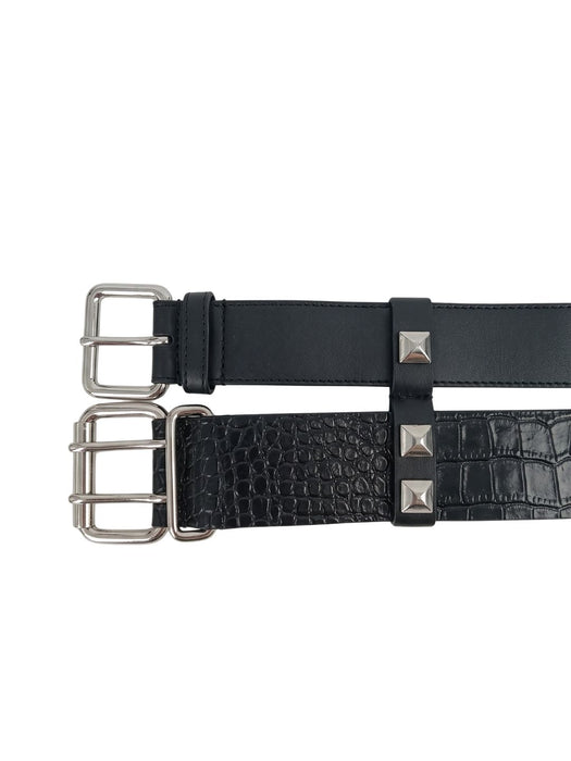 Pinko Women's Black Studded Wrap Faux Leather Belt-Medium