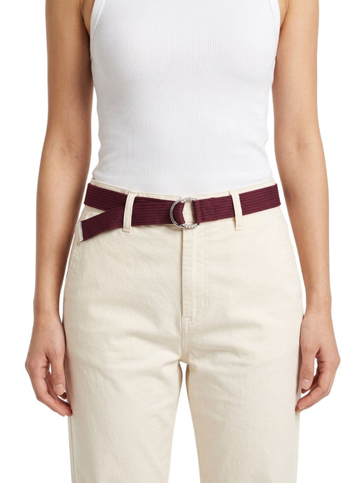 Pinko Women's Burgundy Double-Ring Mixed Material Belt-Medium