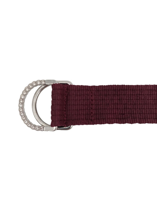 Pinko Women's Burgundy Double-Ring Mixed Material Belt-Medium